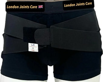 Hernia Support ropa interior suave alivio del dolor de la hernia inguinal doble braguero de compresión Boxer almohadillas extraíbles transpirable NHS UK