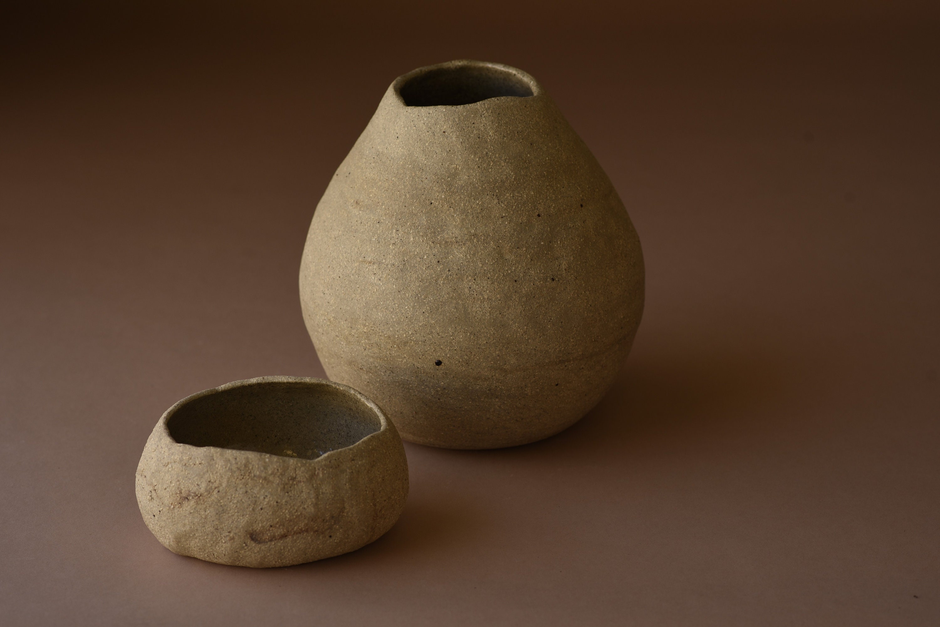 Handmade Rock Decorative Ceramic Vase I - Black & White Vases by