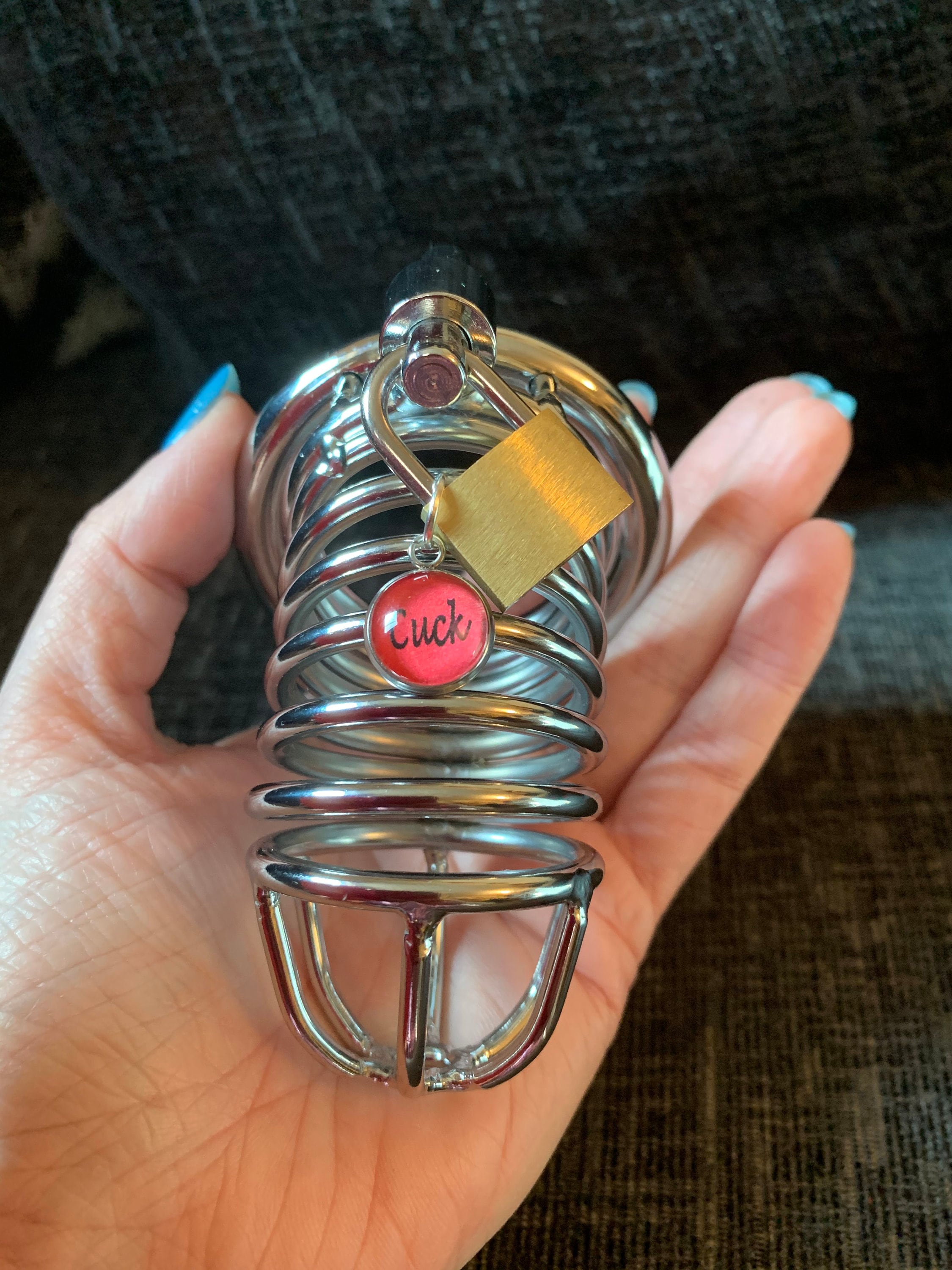 Personalised Cuck Lock for Sub Chastity Belt Cock Cage Cuckold photo