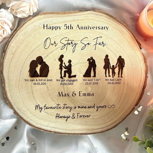 5th Wedding Anniversary Gift Personalised Wood Gift Our Story Couples Husband Wife Wedding Engraved Keepsake 5 Year Anniversary Gift Ideas