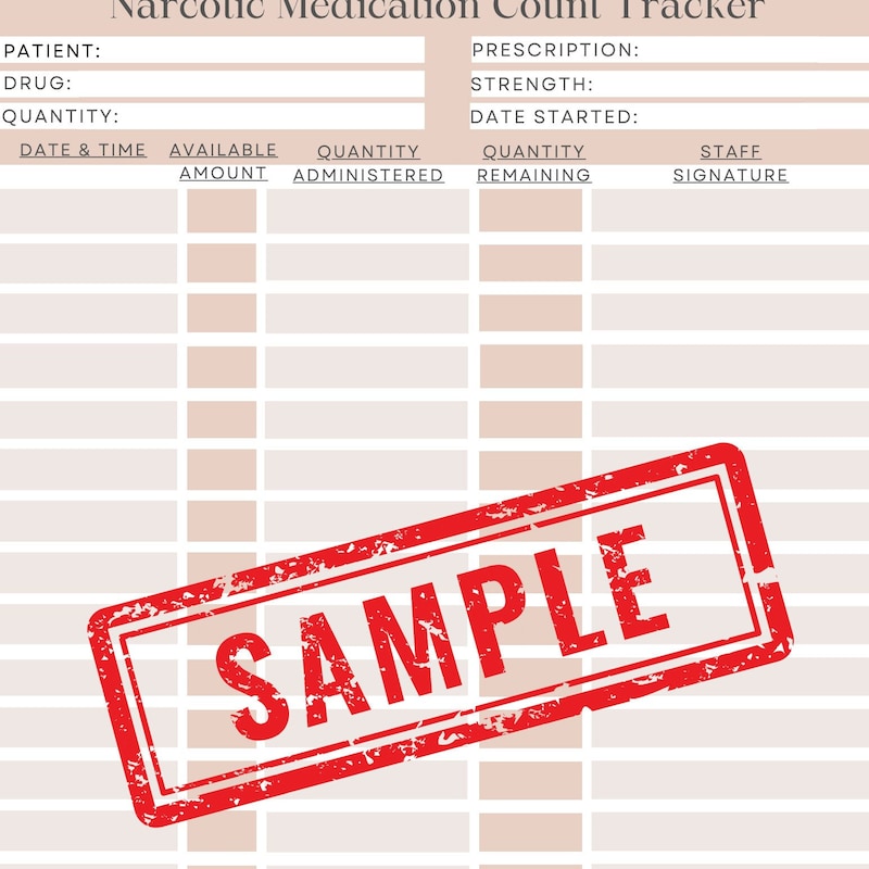 Narcotic Count Sheet Etsy