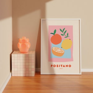 Positano Print | Abstract art, minimal art, fruit art, Italy art print, travel art print, food art, italy wall art, italian art, city art.