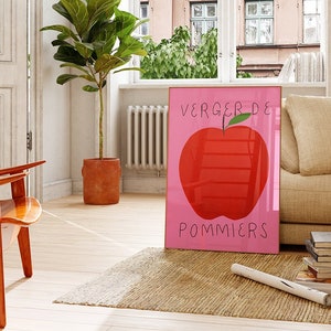 Apple Orchard Print Fruit art print, fruit wall art, Food art print, French art, Pomme, Kitchen art, Kitchen Wall art, Apple art image 6