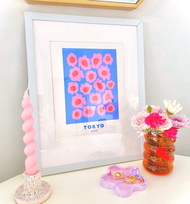Tokyo Flower Print Flower art print, Tokyo art, pastel art, purple pink art, Japan art, flower Illustration, travel art, gifts for her. image 4