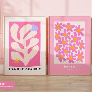 Love Grows (L’amour Grandit) Print | (1 Print) French, Abstract Wall Art, Pastel Flower Matisse Inspired Art, Minimal Art, Mattise art print