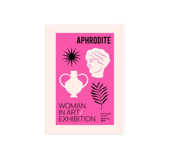 Aphrodite Art Print: Minimalist Greek Roman Gallery Poster