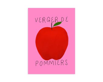 Apple Orchard Print | Fruit art print, fruit wall art, Food art print, French art, Pomme, Kitchen art, Kitchen Wall art, Apple art