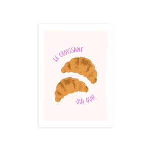 Le Croissant Print | Food art, Bakery art, Croissant art, French art, Kitchen art, French art print, Pastry, Breakfast art.