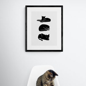 Poser Print Funny cat art, Cute Cat art print, Cat Art, Kitty, Cat illustration, Colorful cat art, Minimal Cat Art, Cat art print. image 1