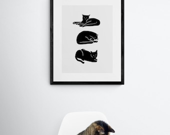 Poser Print  | Funny cat art, Cute Cat art print, Cat Art, Kitty, Cat illustration, Colorful cat art, Minimal Cat Art, Cat art print.