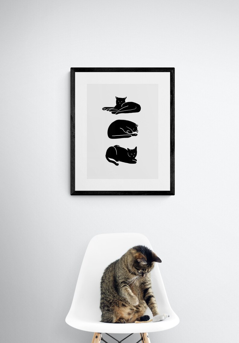 Poser Print Funny cat art, Cute Cat art print, Cat Art, Kitty, Cat illustration, Colorful cat art, Minimal Cat Art, Cat art print. image 1