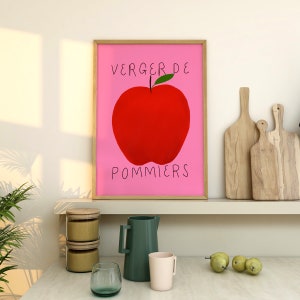 Apple Orchard Print Fruit art print, fruit wall art, Food art print, French art, Pomme, Kitchen art, Kitchen Wall art, Apple art image 4
