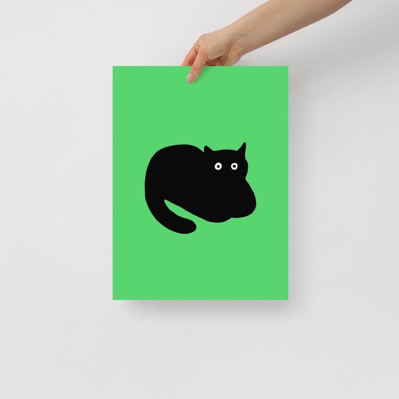 Chill Cat Print Cute cat art, funny cat art, cat art print, cat illustration, cat parent, cute cat art, cat wall art. image 2