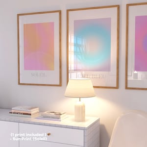 Sun Print "Soleil" | (1 Print) Grainy Gradient art, Gradient art, minimal art, abstract art, french art, pastel art, pink and orange art.