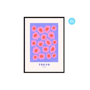 Tokyo Flower Print Flower art print, Tokyo art, pastel art, purple pink art, Japan art, flower Illustration, travel art, gifts for her. image 2