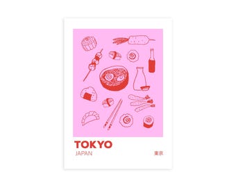 Tokyo Food Art Print: Japanese Cuisine Giclée Illustration