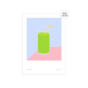 Matcha Latte Giclee Print: Retro Kitchen Cafe Art