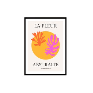 Abstract Flower Print -  Abstract art, flower art, floral art, Mattise inspired art, yellow & pink art, French art, colorful art
