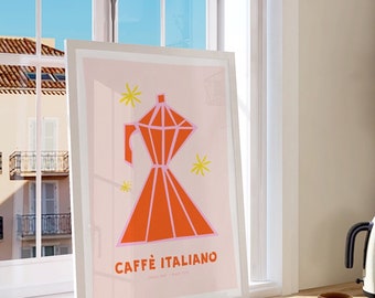 Moka Caffè Italiano Print | Moka Pot art, Coffee art print, coffee art gift, Kitchen art print, coffee lover, food art print, cafe art.