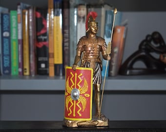 Hand-Painted Roman Centurion Statue: Military History Decor