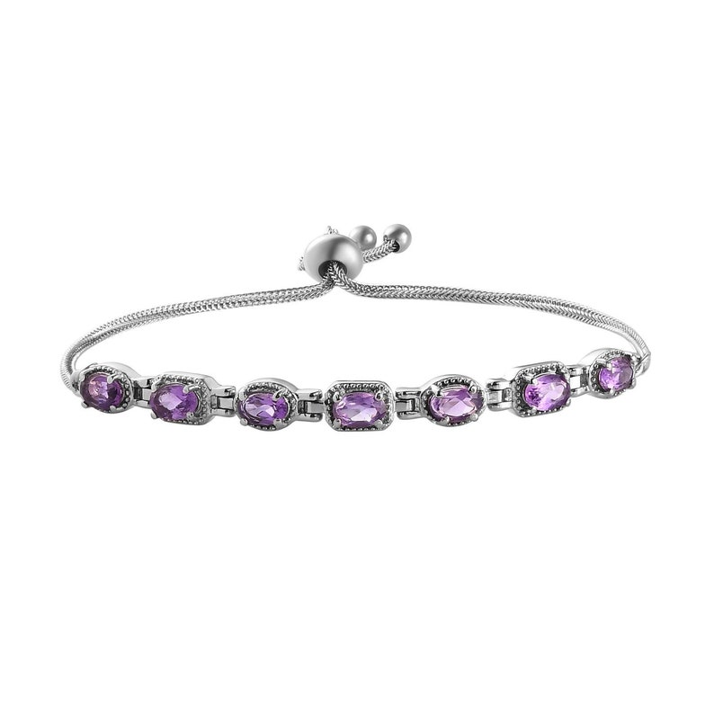 Outlet Amethyst Bolo Bracelet in Sterling Silver 2.85 ctw