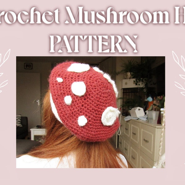 Crochet Mushroom Hat PATTERN DOWNLOAD