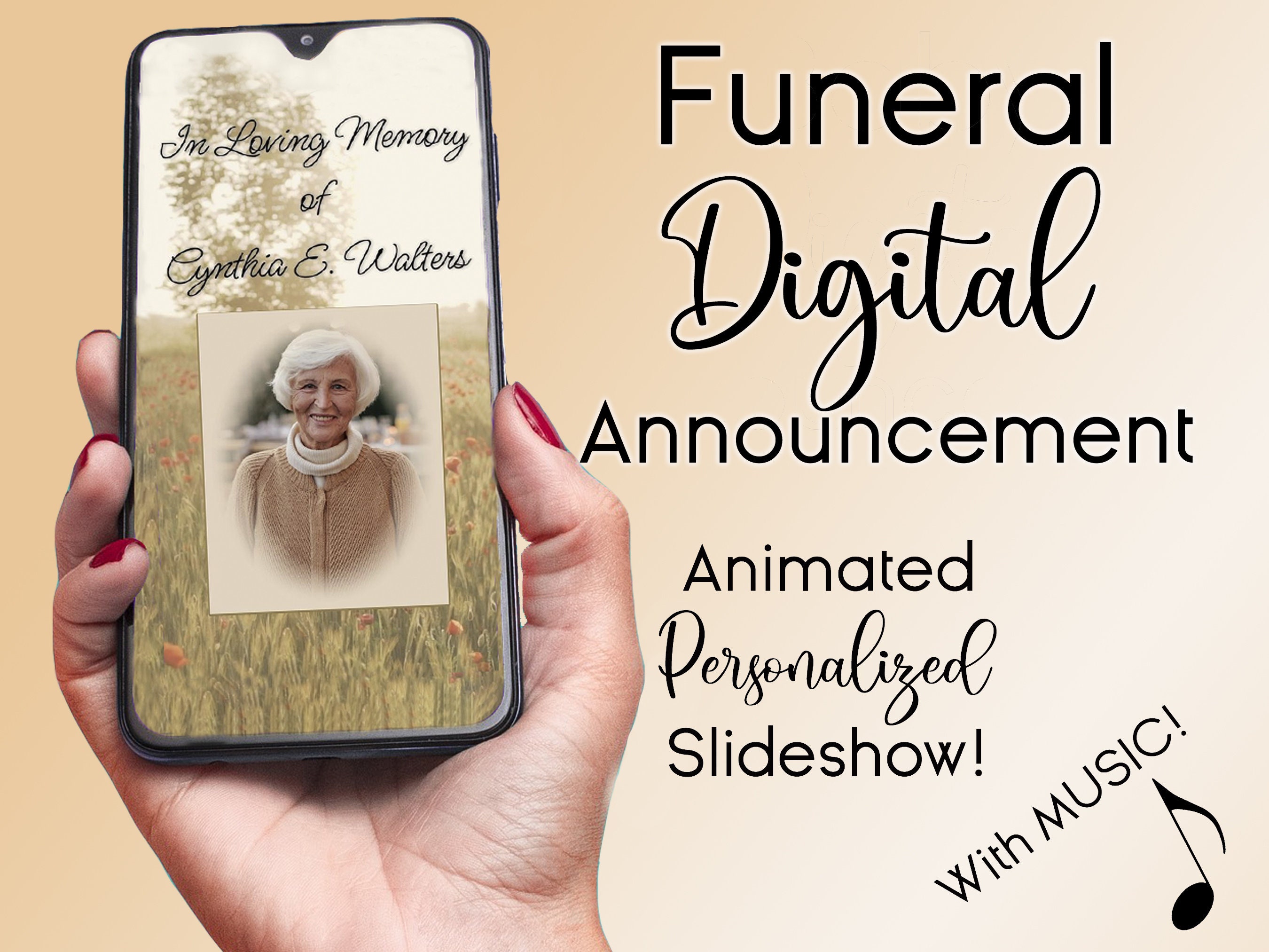 Digital Funeral Memorial Announcement Cinematic Picture Video Montage
