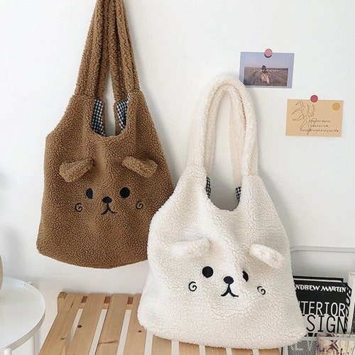 Women's Tote Bag Canvas Cute Tote Bag Fluffy Bear Tote - Etsy