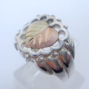Black Hills Gold 12K Yellow & Rose Gold .925 Sterling Silver Ring, Rare Coleman Co. Design (CCO), Vintage, Size 6, SHIPS FREE