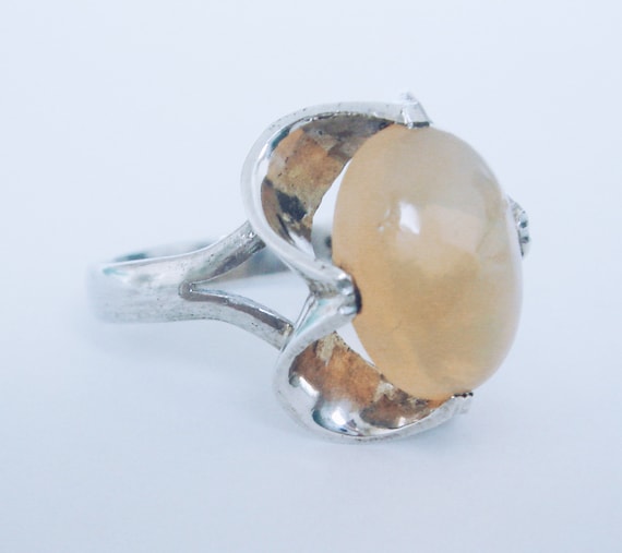 Lemon Moonstone Solid .925 Sterling Silver Ring, … - image 1
