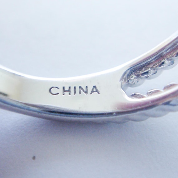 Natural Blue Diamond Ring, Solid .925 Sterling Si… - image 5