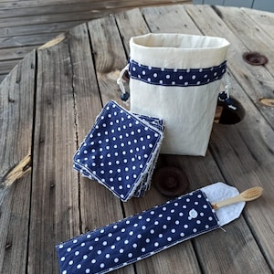 ZeroWast toilet kit: Washable and reusable wipe with storage basket and oeko-tex fabric toothbrush