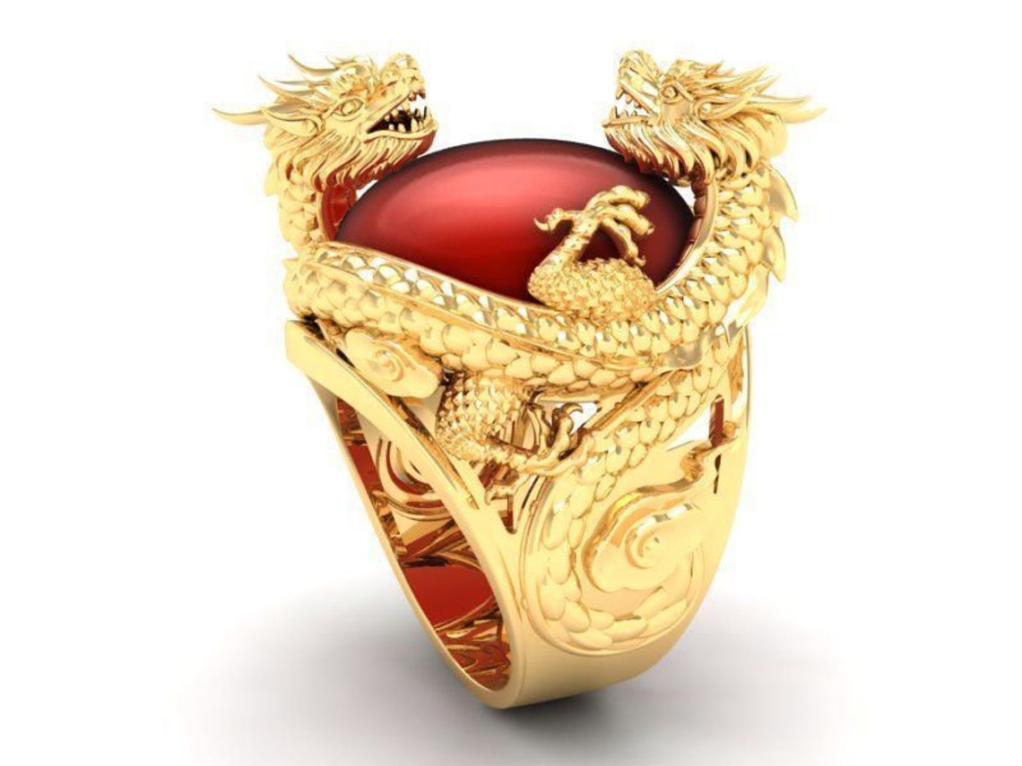 14k yellow gold over dragon ring Animal Boho Ring Jewelry | Etsy