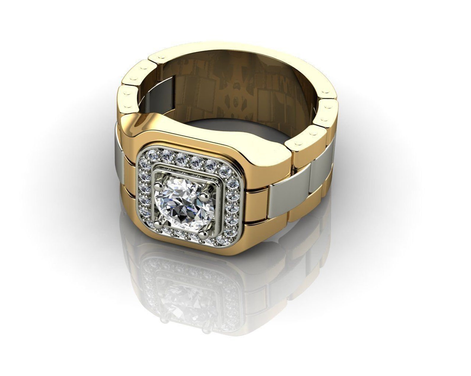 Men RingWhite Mens Ring Rolex Style Men's Silver Ring Etsy