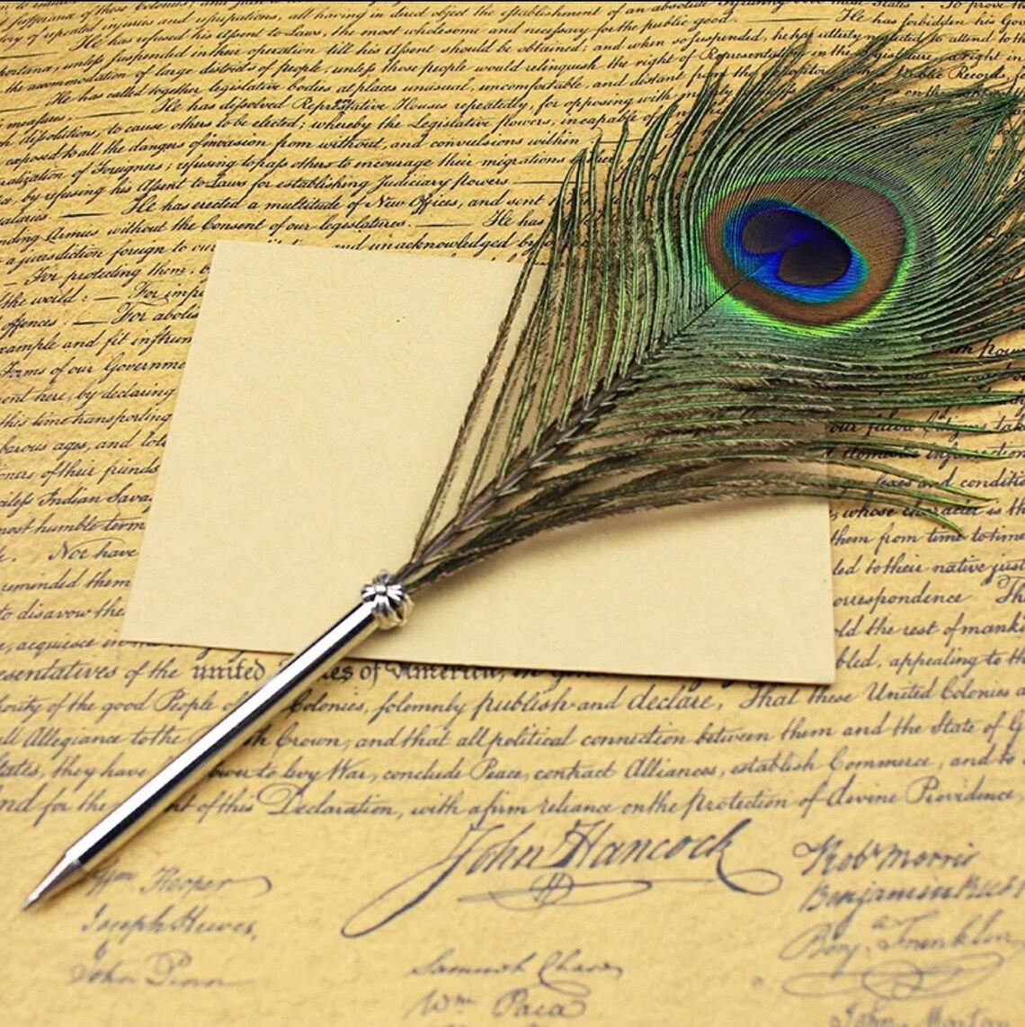 Peacock Feather Pen English Vintage Quill Ballpoint Pen Etsy UK