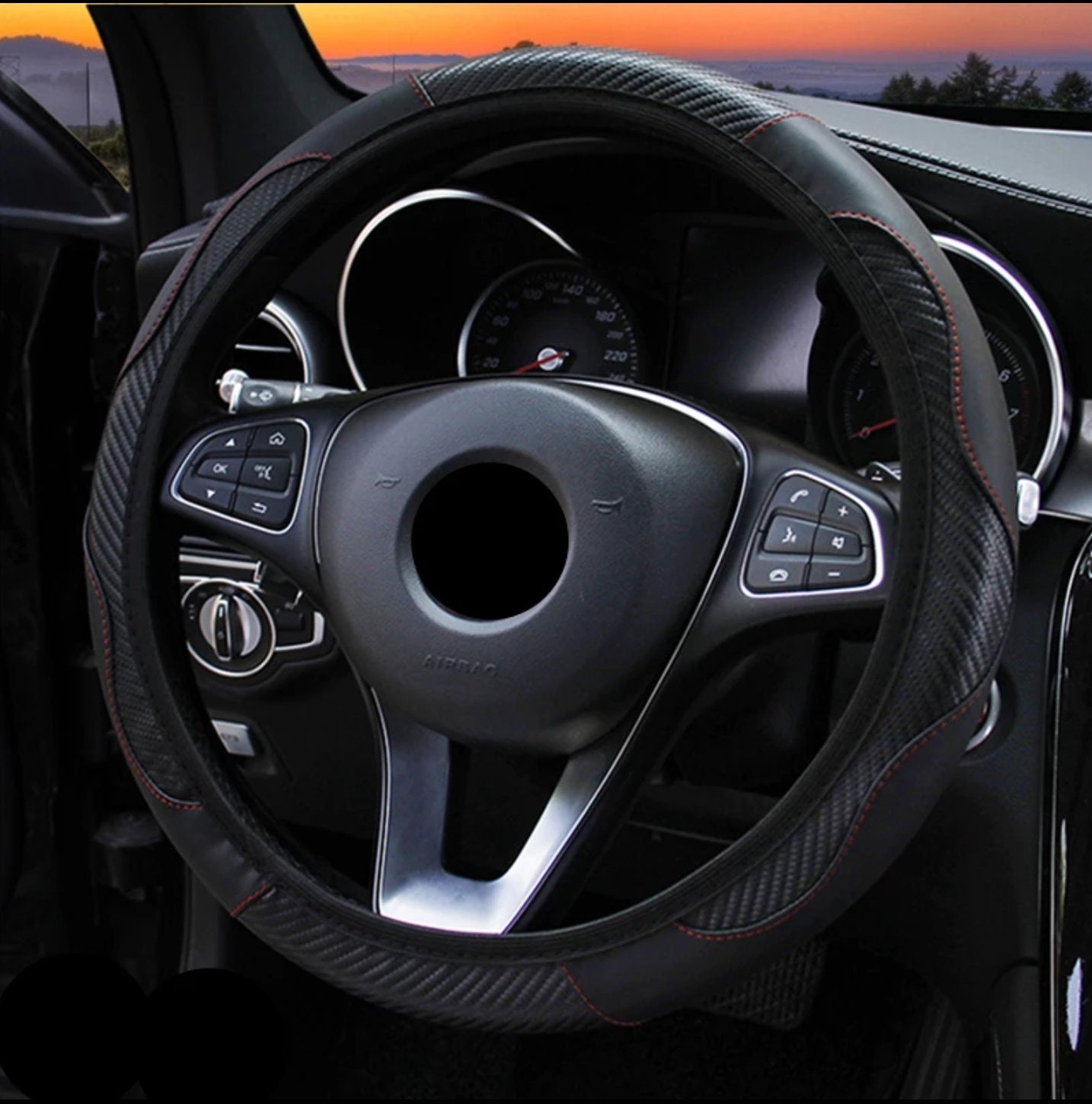 Carbon Fiber Steering wheel Cover Leather Steering wheel Etsy