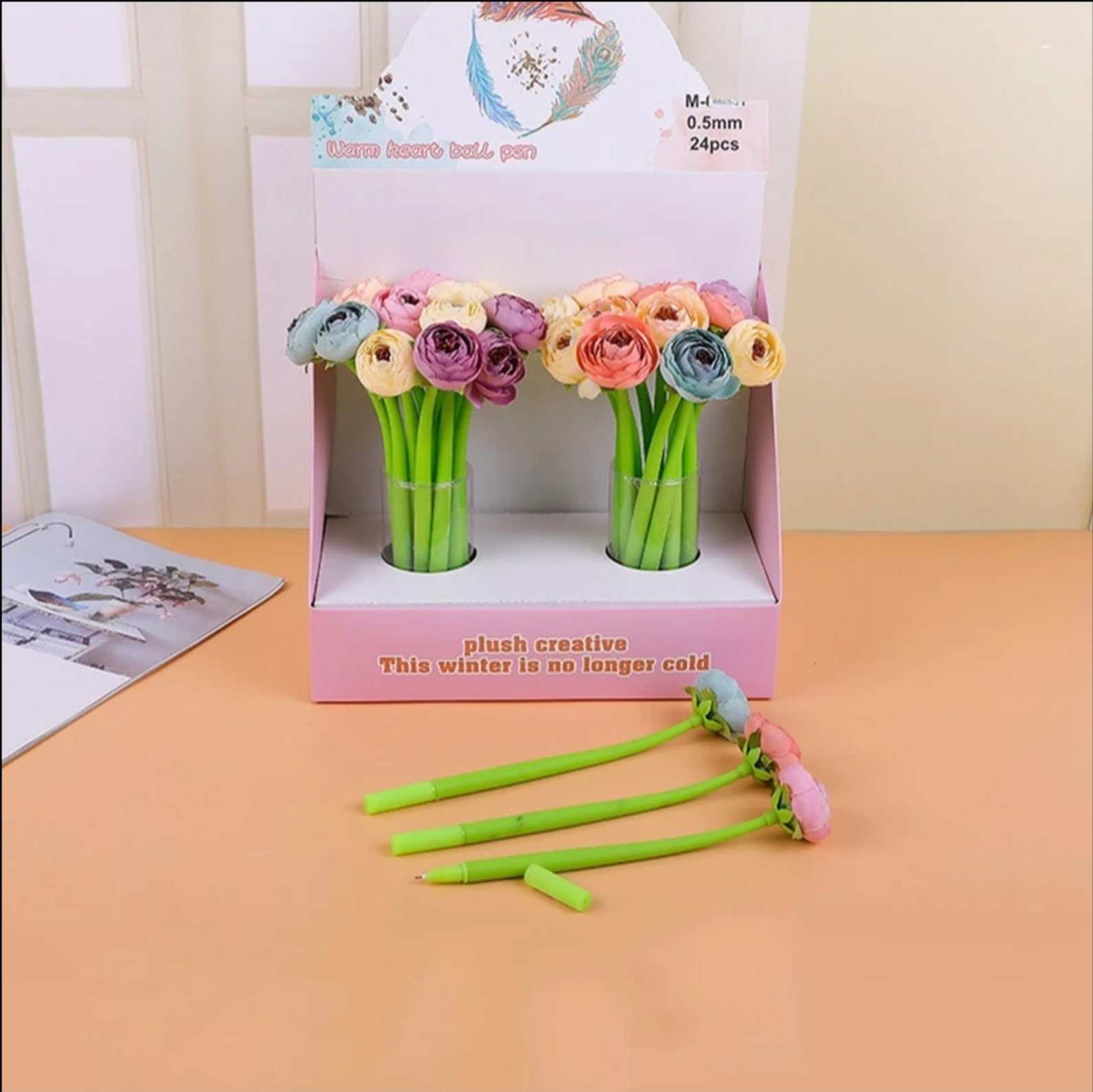 Rose Flower Pen 5pc. Beautiful Flowers Gel Pens Bouquet Etsy