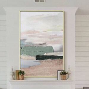 Beige Painting Sage Green Abstract Art Brown Heavy Texture Acrylic ...