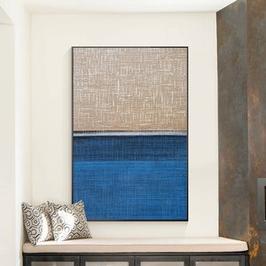 Textured Navy Blue Abstract Painting: Large Original Acrylic Canvas Art ...