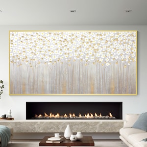 Gold Leaf Flower Painting: 3D Textured Floral Wall Art