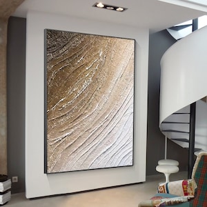 Earth Tone Art Thick Textured Abstract Brown Art Framed Wall Art Brown Minimalist Painting on Canvas Extra Large Size Wall Decor Art