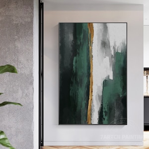 Frame Wall Art Modern Abstract Featuring Teal Gold Black and White Texture Acrylic Painting on Canvas Teal Canvas Wall Art Canvas Painting