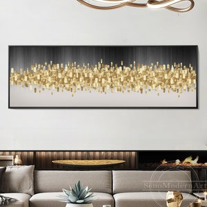 Minimalist Gold Black Grey Print Painting Abstract Frame Wall Art on Canvas Gold Leaf Luxury Decor Printable Wall Art Prints SenoModernArt