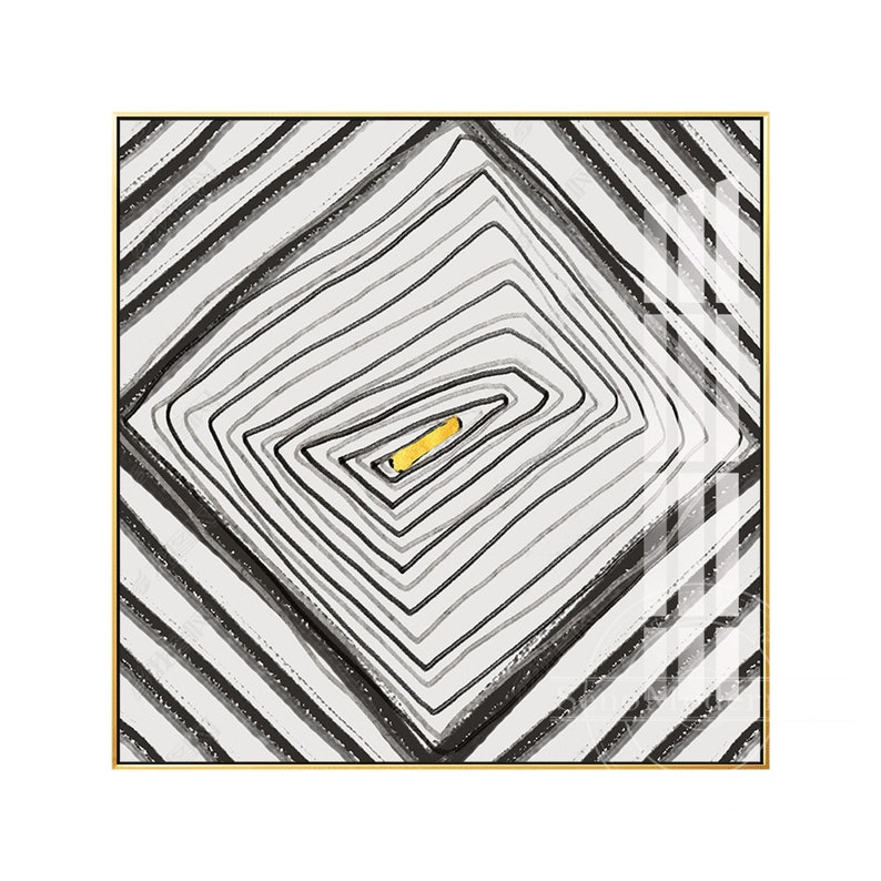 Frame Wall Art Abstract Geometric Gold Black and White Print Etsy