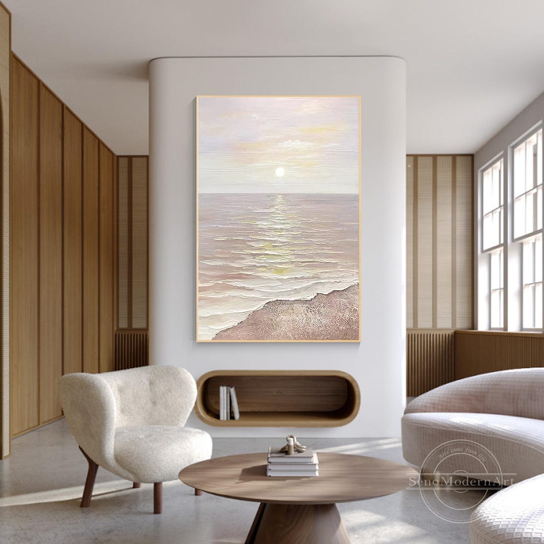 Curated visual reference: 3D Textured Ocean Sunrise Painting Handcrafted Seascape Canvas Art Photo Inspiration