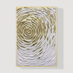 Gold Spiral Textured Canvas Art: 3D Abstract Painting