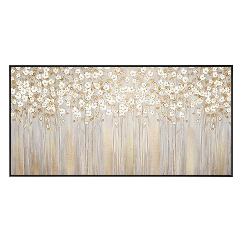 Flower Painting Gold Flower Wall Art Textured Abstract Wall Etsy