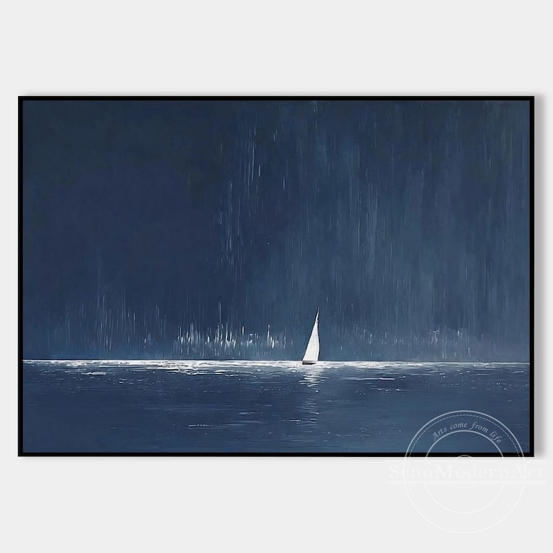 Textured ocean impasto artwork