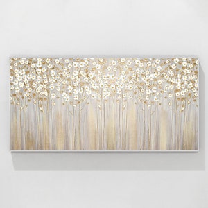 Gold White Flower Painting Gold Leaf 3D Textured Wall Art Original ...