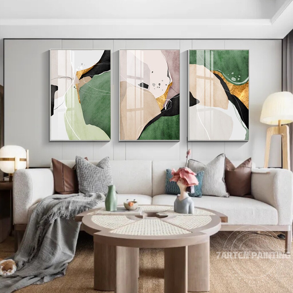 Muralo Set Di 3 Quadri Su Tela Boho Beige 30x40 Cm – Stampe Moderne Pronte Da Appendere Per Soggiorno, Camera Da Letto, Ufficio